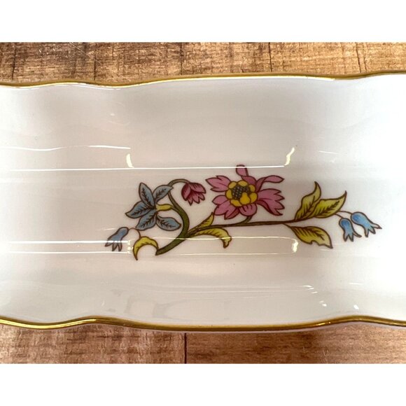 Vintage Aristocrat Bone China Floral Tray With Gold Trim Handmade In England - Picture 2 of 5